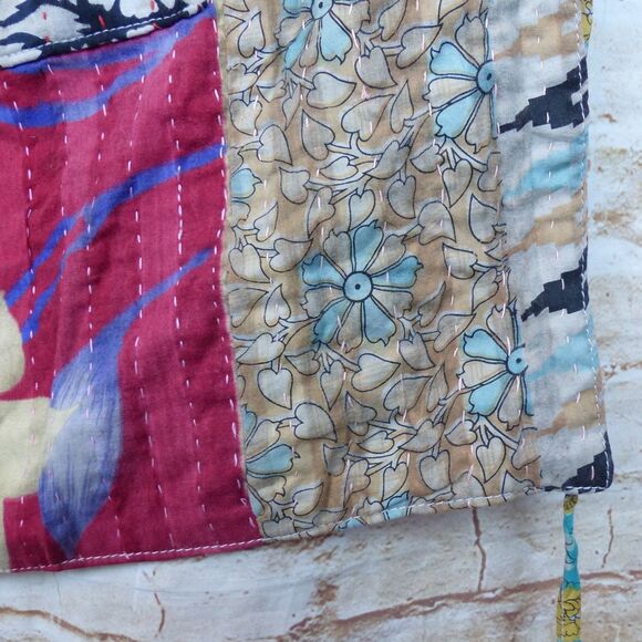 SERRV Sari Patchwork Apron One Size Colorful Upcycled Cotton Hand Stitching Boho - Picture 14 of 16